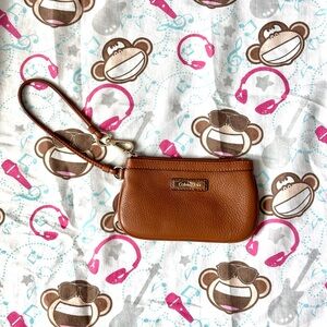 CALVIN KLEIN Brown Leather Wallet Wristlet Pouch Neutral Luxury Gold Preppy Girl